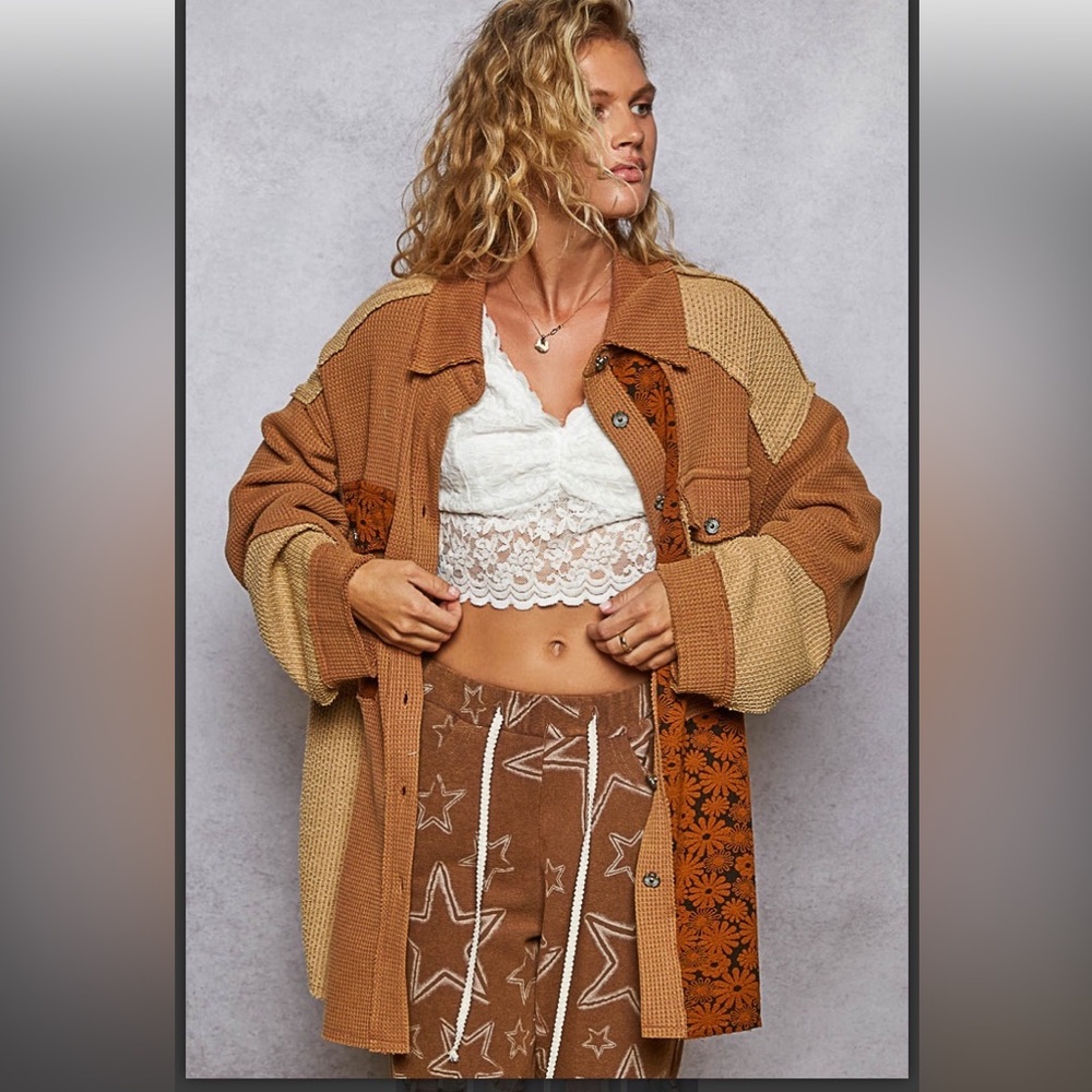 Pol Brown And Tan Patchwork Jacket - image 1